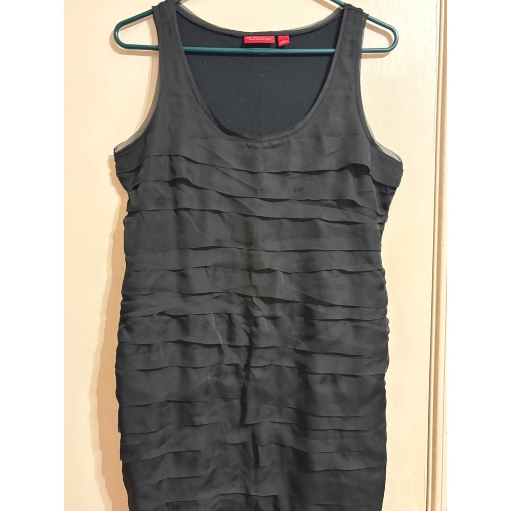 New York & Company Black Layered Sleeveless Shift Dress Scoop Neck L